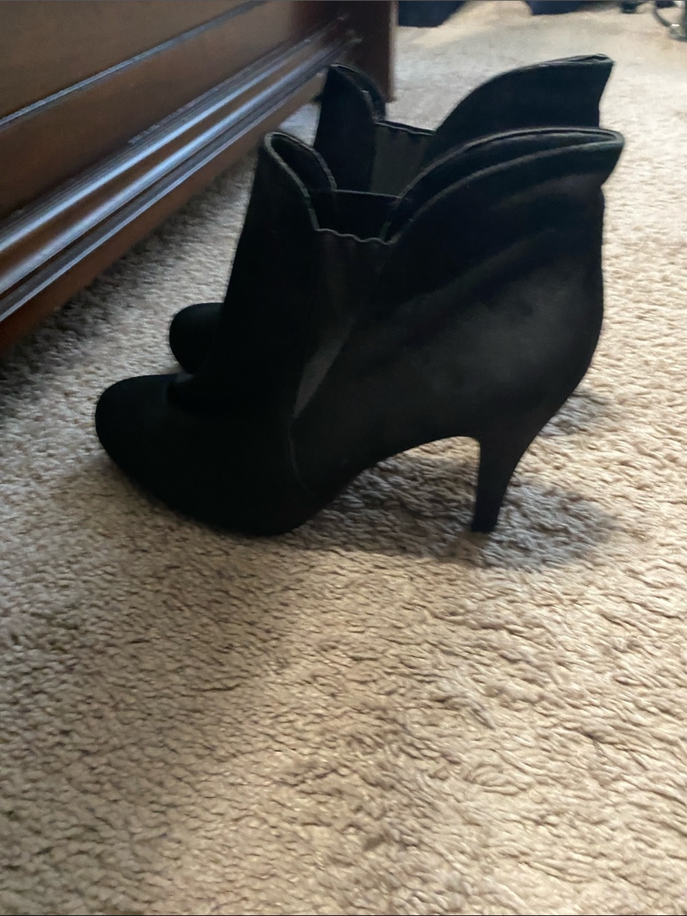 Steven Ella-Women's Black Suede Ankle Booties with Side V-Cut